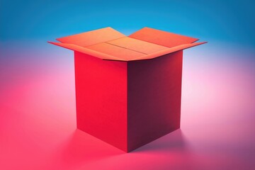 A vibrant red cardboard box sits open, inviting a sense of anticipation and mystery.