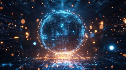 Digital Earth: A Futuristic Visualization of Global Interconnectivity and Data Flow in a Cybernetic World