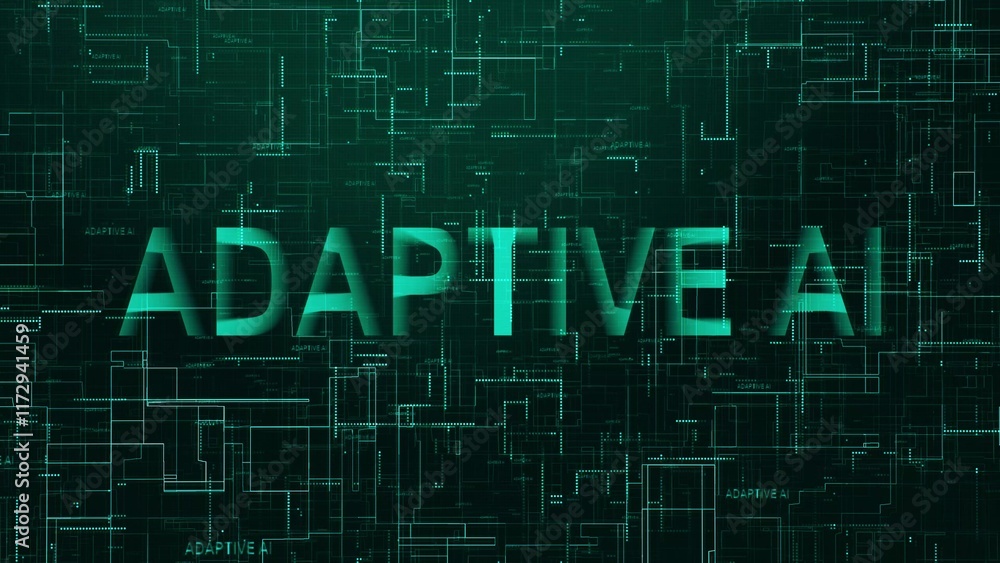 Poster adaptive ai text technology data line cyan color