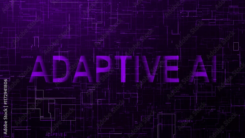 Poster adaptive ai text technology data line purple color