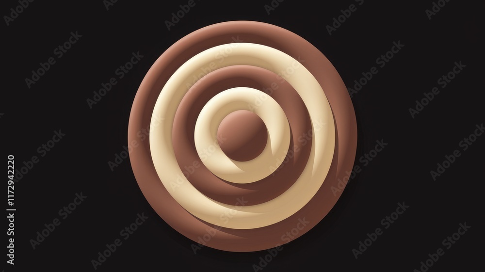 Poster Abstract concentric circles in shades of brown and beige on a transparent background.