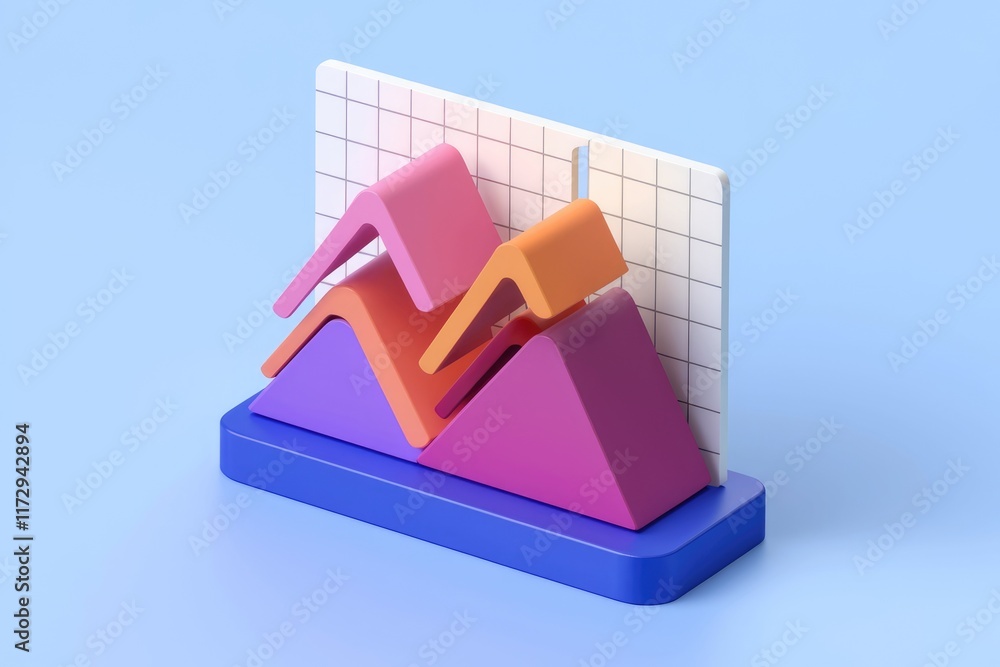 Poster Abstract 3D rendering of a colorful graph showcasing upward trends and growth.
