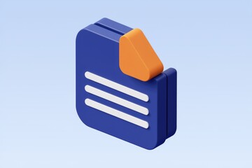 3D isometric icon representing a document with folded corner, symbolizing files or data.