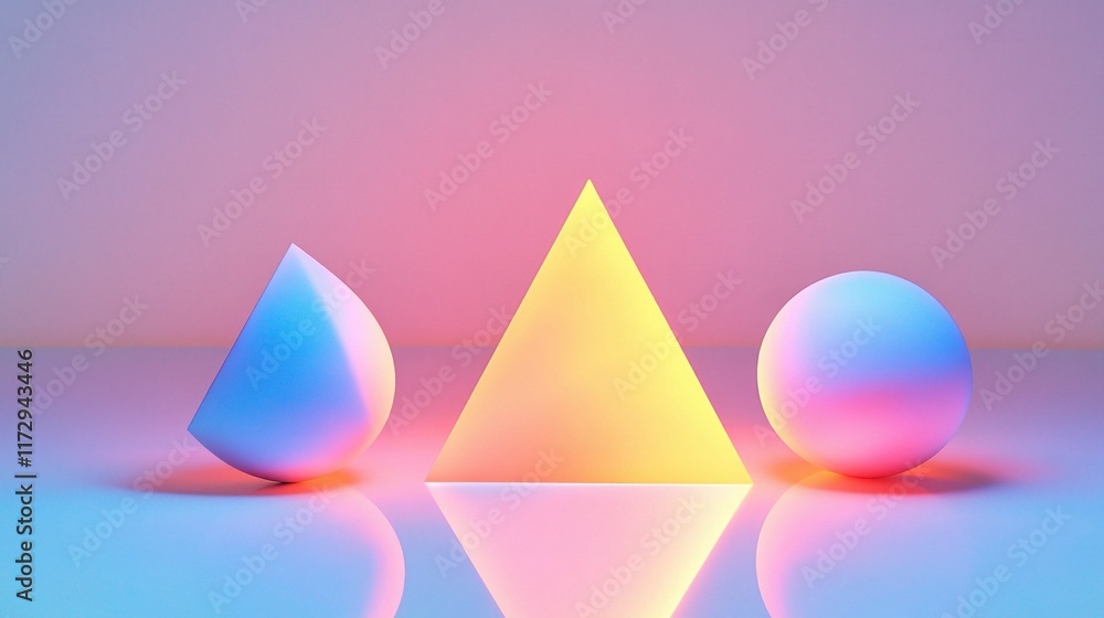 Aufkleber abstract geometric shapes on light background with glowing effect