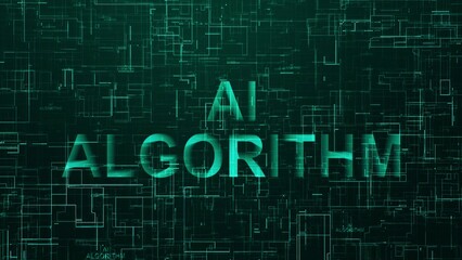 AI algorithm text data line technology cyan color