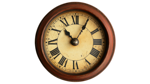 Elegant Small Clock with Roman Numerals on a White Background Perfect for Home Decor, Office Settings, or Gift Ideas.