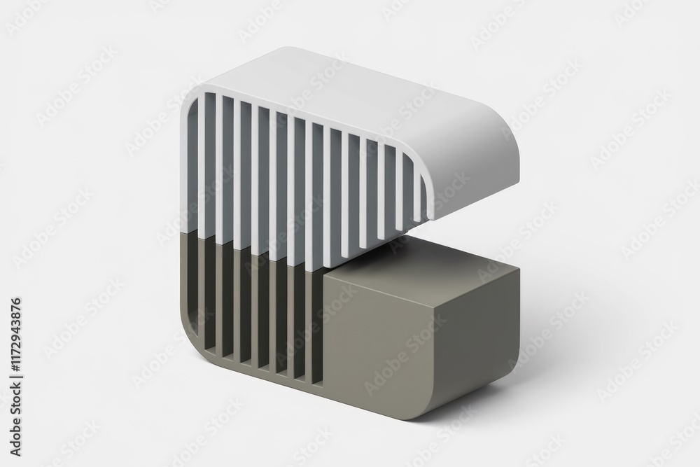Aufkleber abstract 3d model of a geometric shape, with white and grey sections, featuring a unique design.