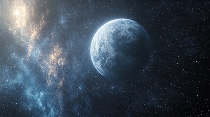 Obraz premium A serene depiction of a planet in the vastness of space, showcasing cosmic beauty.