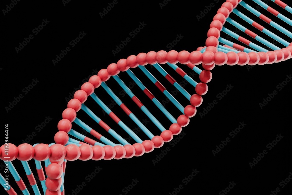 Poster A 3D model of a DNA double helix, showcasing its structure and genetic code.