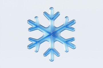 Fototapeta premium A translucent blue snowflake, a symbol of winter and cold weather.