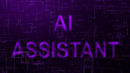 AI assistant text technology data line purple