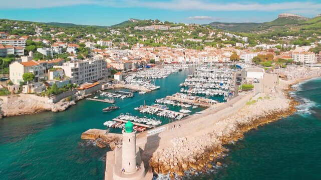 Aerial view of Cassis on the French Riviera, southern France