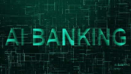 AI banking text technology data line cyan