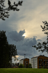 Cityscape just before thunder storm