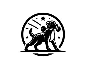 Dog logo design vector illustration. Black and white dog logo template	
