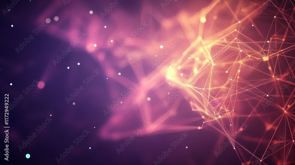 Poster abstract digital background with interconnected lines and glowing nodes.