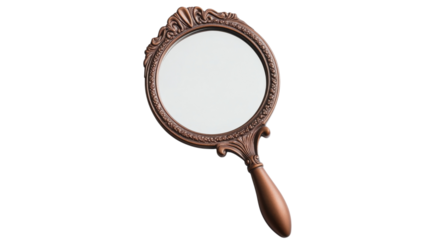 Elegant Decorative Small Hand Mirror with an Intricate Frame Perfect for Beauty Rituals and Home Decor Enhancement.