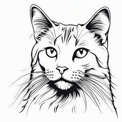 Obraz premium Captivating expression of a feline companion with intricate line work showcasing detailed features and majestic whiskers