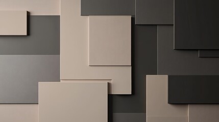 Obraz premium Abstract composition of layered geometric shapes in neutral tones.