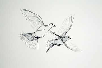 Fototapeta premium doves flying towards each other