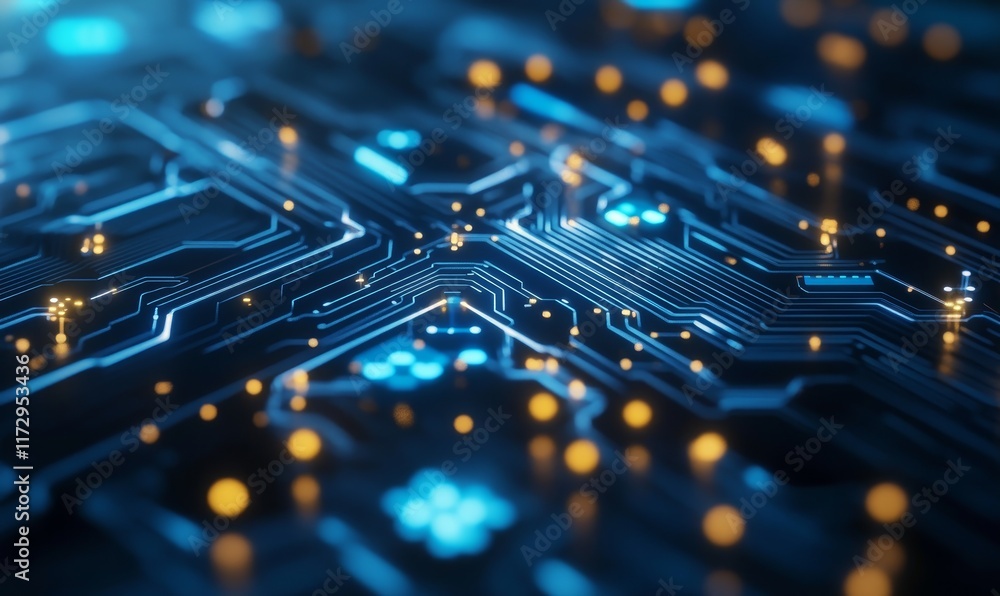 Aufkleber abstract representation of a circuit board with glowing lights, symbolizing technology.