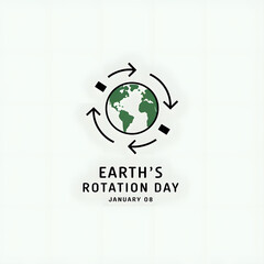 Earth's rotation day. January 08 poster banner design