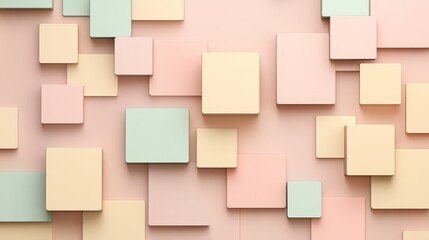 Obraz premium Abstract composition of pastel squares on a soft background, creating a modern aesthetic.