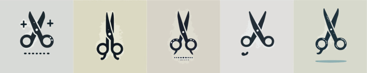 vector set of scissors silhouettes