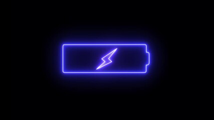 Glowing neon charging icon animation 4k Digital batteries charging. Digital batteries charging Neon Charging icon, power icon and battery charging electronic technology icon