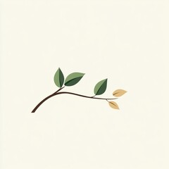 Simple Branch With Green And Yellow Leaves