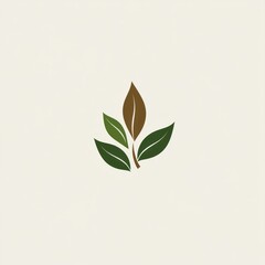 Obraz premium Simple stylized leaf design three leaves and stem