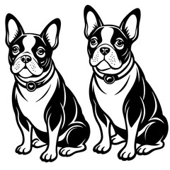 two French Bulldogs with other sitting style logo icons