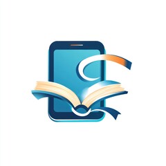 Smartphone Displaying Open Book Digital Reading Concept