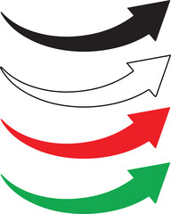 curved arrow right direction vector sign icon set