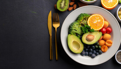 A vibrant depiction of a healthy meal showcasing a colorful plate of fresh fruits, vegetables, grains, and protein, emphasizing the connection between food and well-being. This image represents mindfu