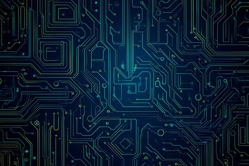 Abstract close-up of a glowing blue digital circuit board, showcasing intricate connections and technological design on a black background.
