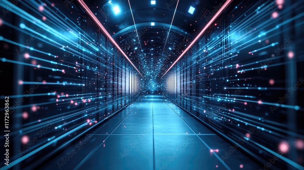 Poster futuristic technology abstract background with lines for network, big data, data center, server, int