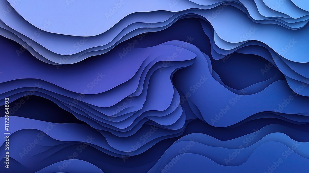 Poster abstract blue modern background with gradient layers and waves