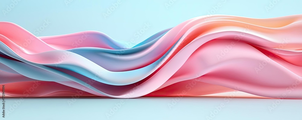 Poster pastel abstract background concept. elegant waves of fabric in soft pastel colors create a serene an
