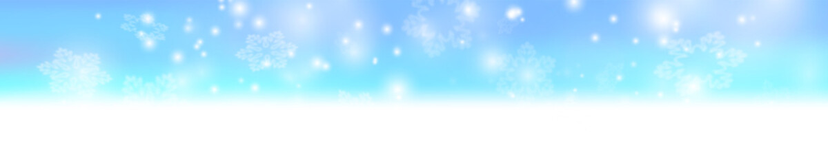 white snowfall effect on blue horizontal background. Christmas snowflake  or New Year winter effect. panorama. Eps 10