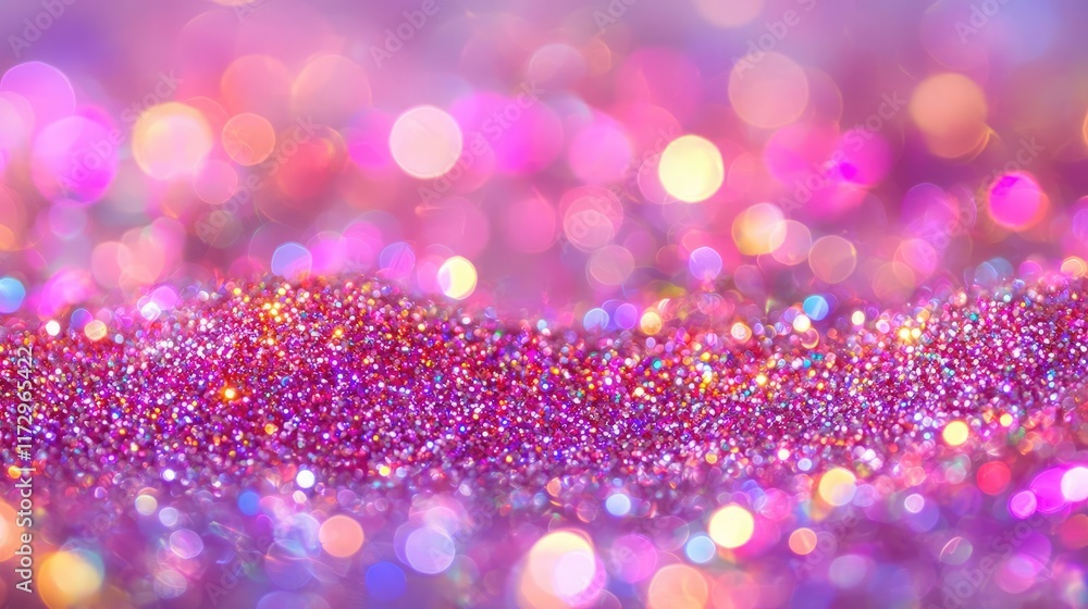 Poster glitter abstract background concept. sparkling pink glitter with a dreamy bokeh effect creates a vib