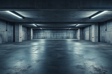 Dark Industrial Tunnel with Neon Lights