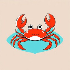 Fototapeta premium Cheerful Cartoon Crab: A Vibrant Coastal Illustration