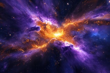 Cosmic Nebula Fiery Orange Purple Swirl Space