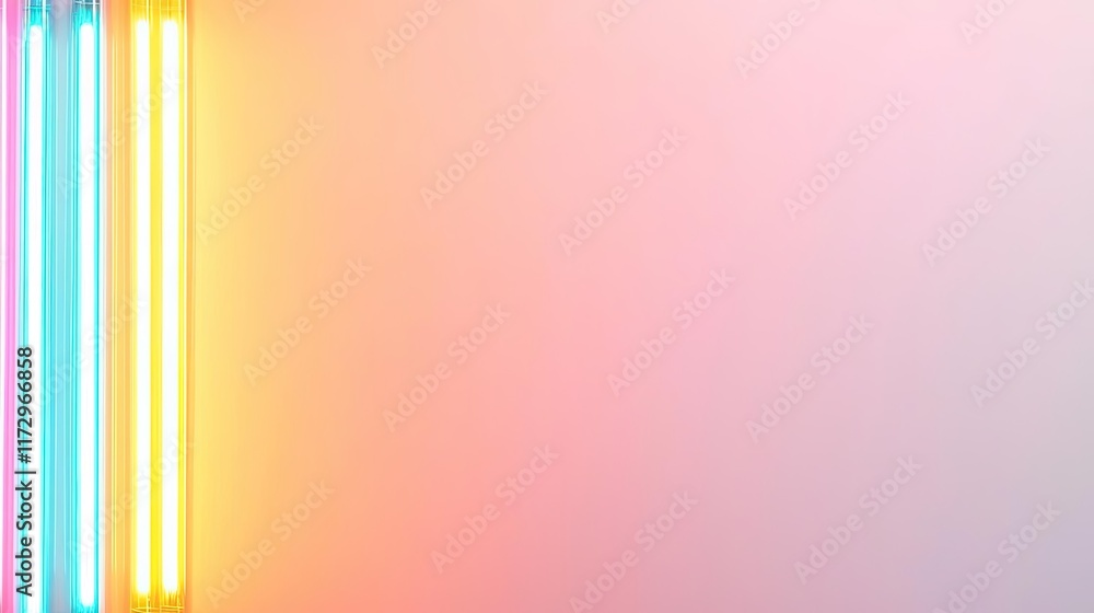 Poster neon abstract background idea. vibrant gradient background with neon lights and soft pastel colors f