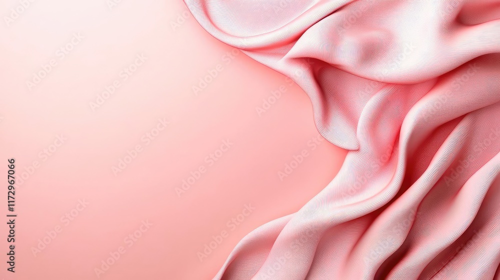 Poster pastel abstract background concept. soft pink silk fabric gently draped, creating a serene and elega