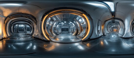 A 360 degree view of a futuristic tunnel.