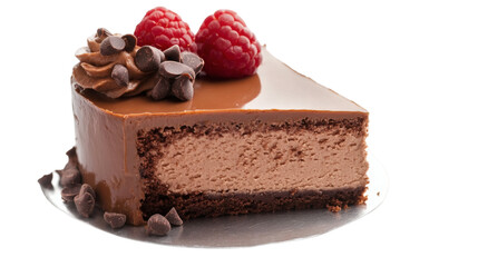 mini chocolate mousse cake isolated on white transparent background