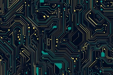 Abstract close-up of a glowing blue digital circuit board, showcasing intricate connections and technological design on a black background.
