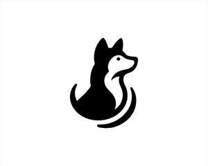 Dog logo design vector illustration. Black and white dog logo template